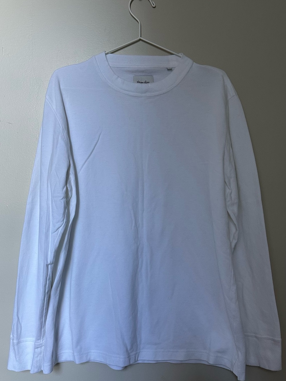 Steven Alan White Long-Sleeve Crewneck Shirt